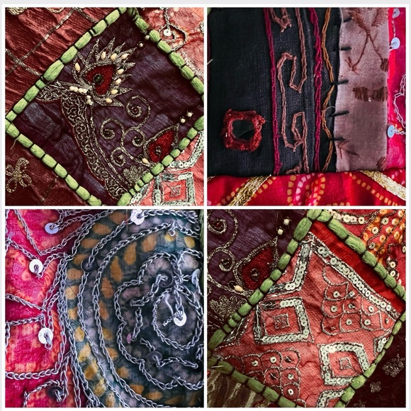 🆕 Boho Multicoloured Patchwork w/Mirror Hobo Shoulder Bag Cotton Made in India - Picture 3 of 16